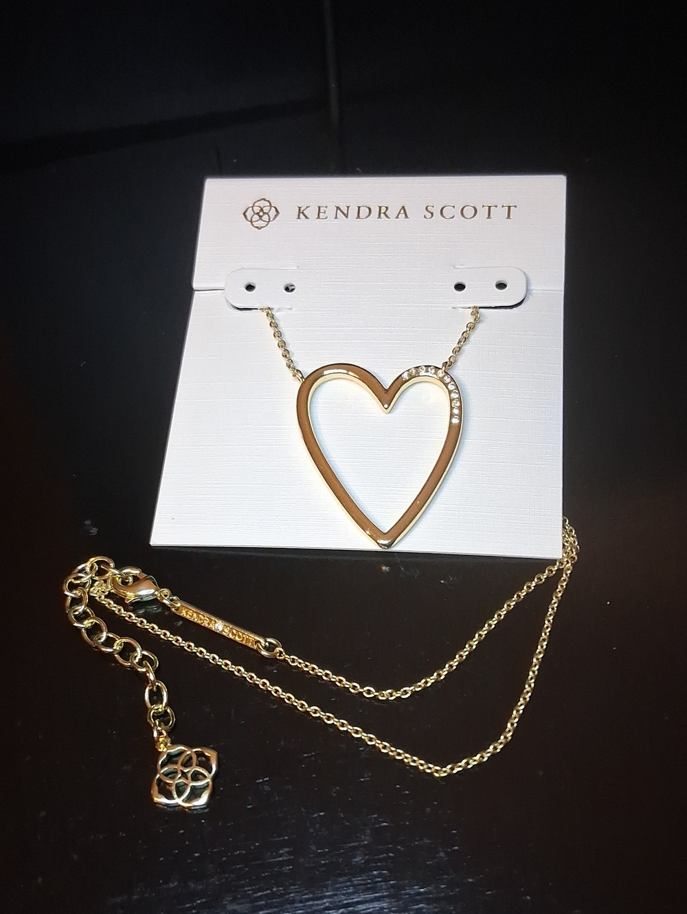 Kendra Scott Ansley Collection Open Heart Pendat Necklace In Gold New - Picture 4 of 4
